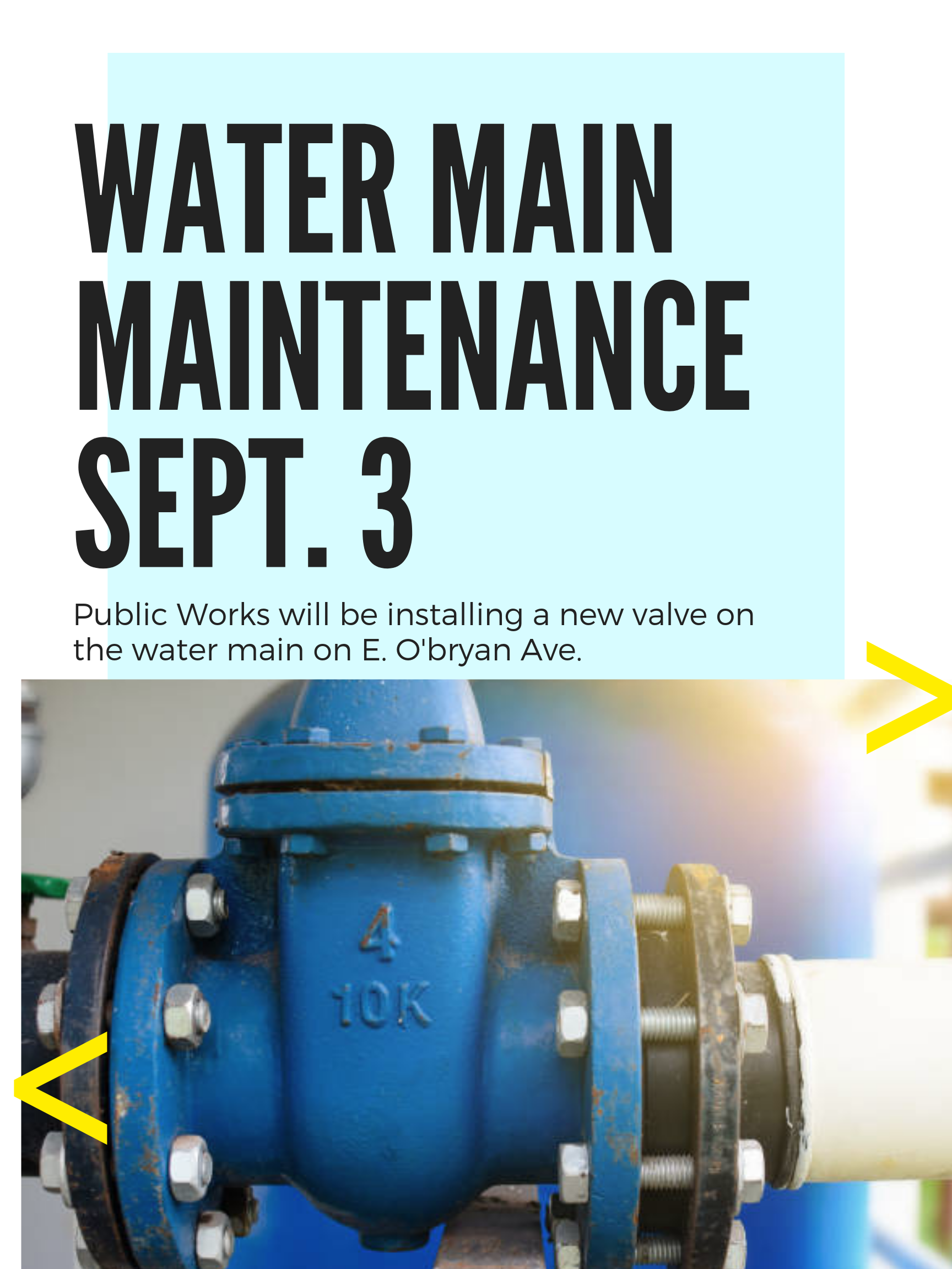 Water Main Maintenance Sept. 3